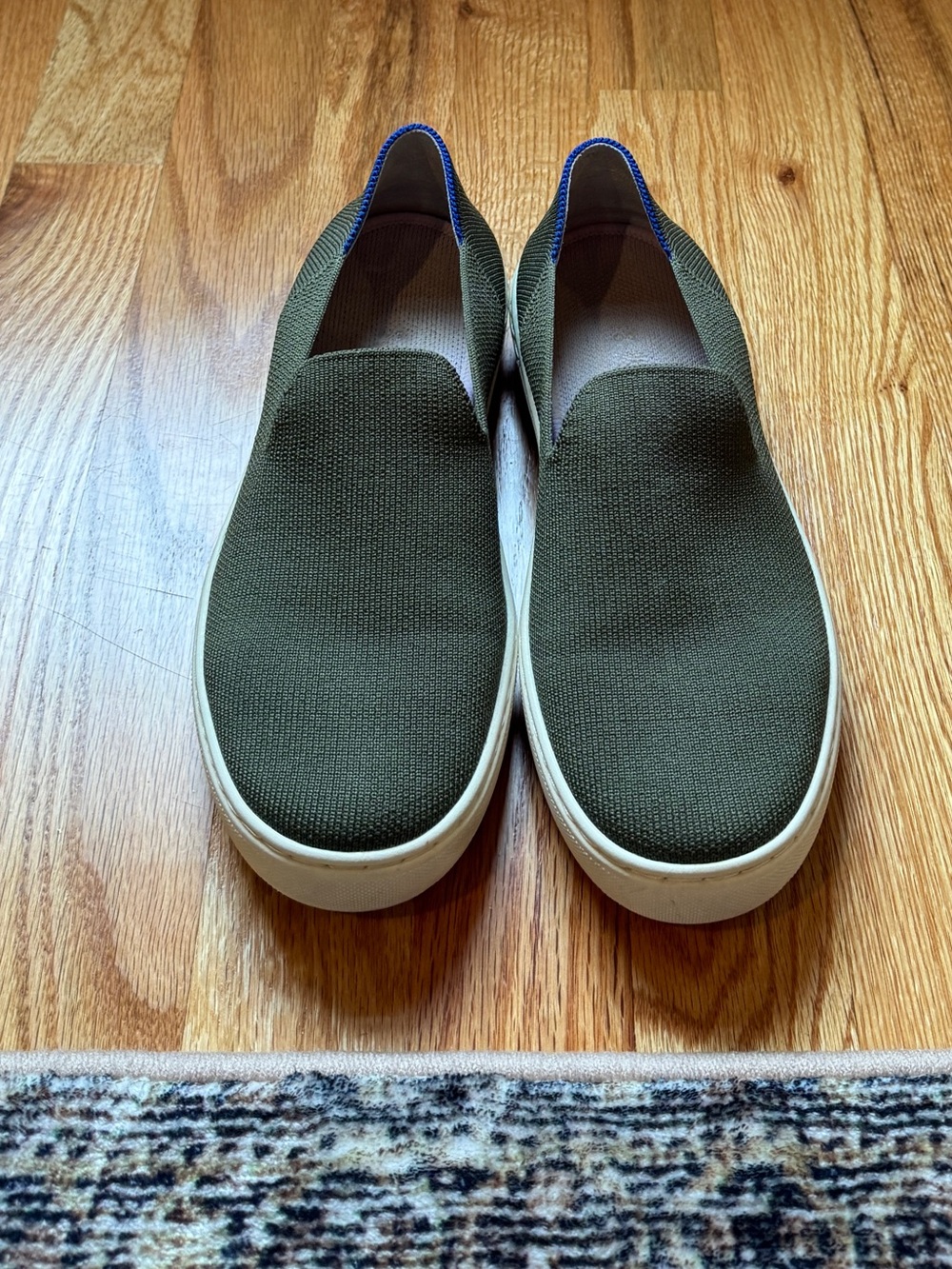 Rothy's Olive Slip-On Loafers with White Sole
